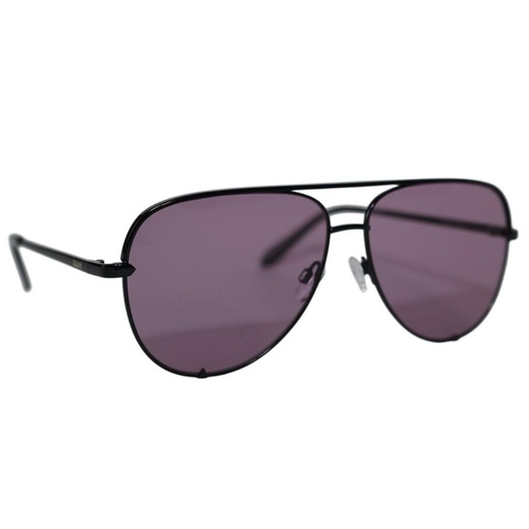 QUAY High Key Sunglasses Black Frame Black Amethyst Lens Aviator Extra Large NWT - Picture 7 of 14